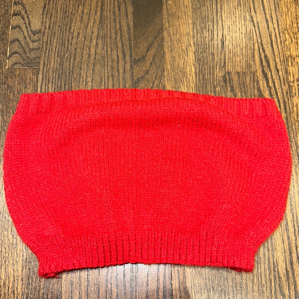 Blue Blush Knit Tube Top Red